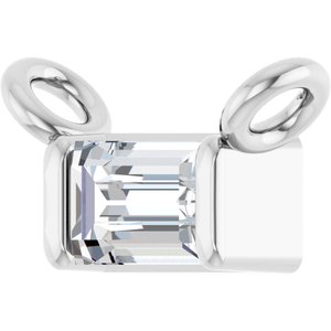 14K White Gold .08 CT Lab Grown Diamond Baguette Necklace Center