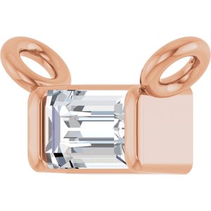14K Rose Gold .08 CT Lab Grown Diamond Baguette Necklace Center