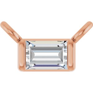 14K Rose Gold .08 CT Lab Grown Diamond Baguette Necklace Center