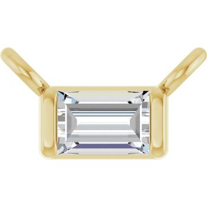 14K Yellow Gold .08 CT Lab Grown Diamond Baguette Necklace Center