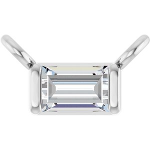 Platinum .08 CT Lab Grown Diamond Baguette Necklace Center