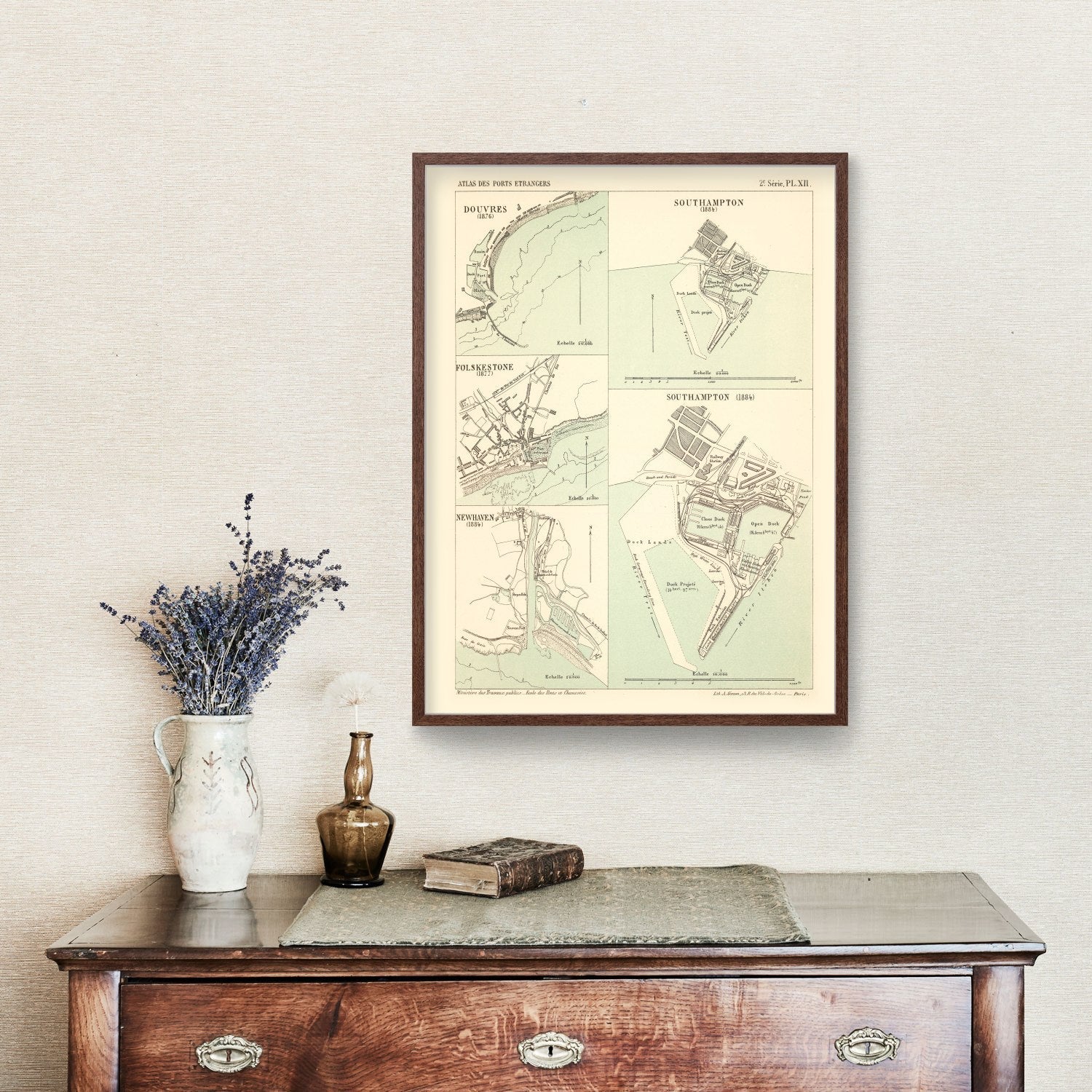 Vintage Map of Dover, England 1884