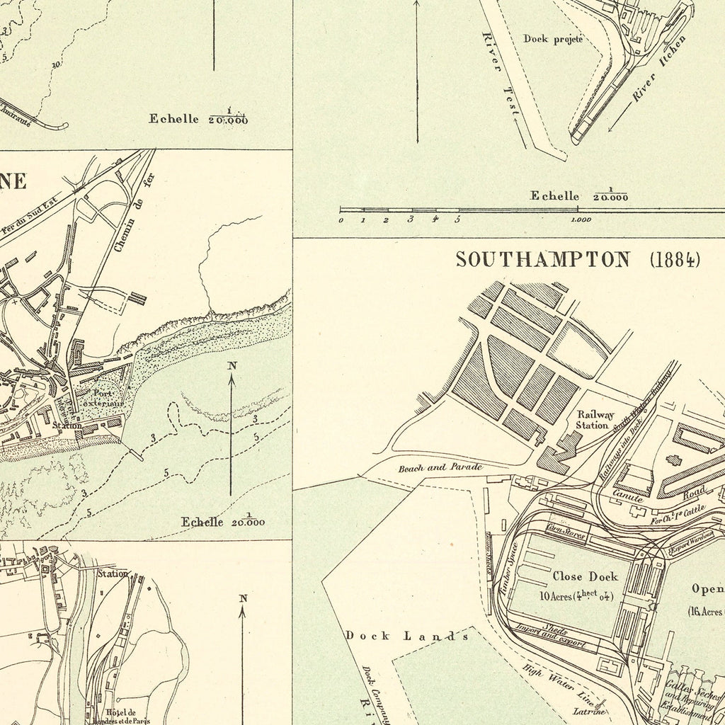Vintage Map of Dover, England 1884
