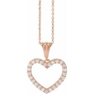 14K Rose Gold 3/8 CTW Natural Diamond Heart 18" Necklace