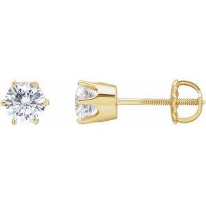14K Yellow Gold 5.25 mm  Imitation White Cubic Zirconia Stud Earrings