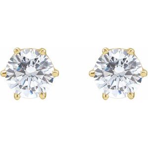 14K Yellow Gold 5.25 mm  Imitation White Cubic Zirconia Stud Earrings
