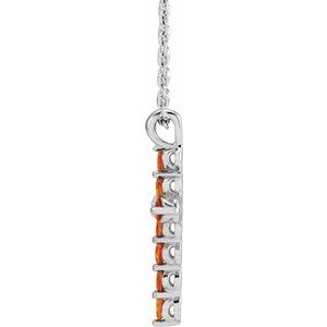14K White Gold Natural Citrine Cross 16-18" Necklace