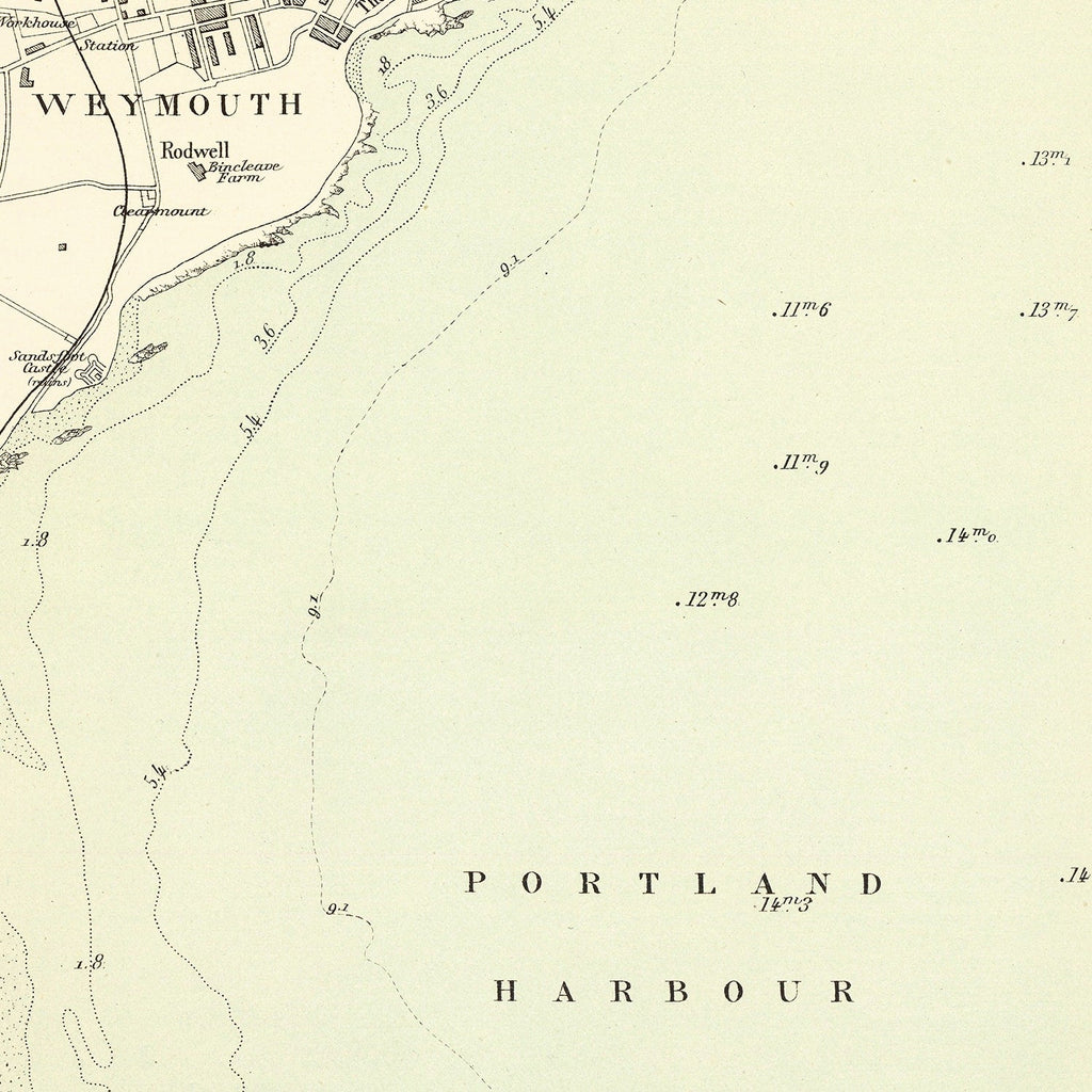 Vintage Map of Weymouth, England 1884