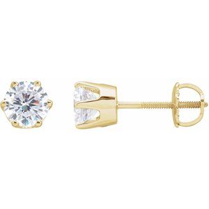 14K Yellow Gold 5.75 mm  Imitation White Cubic Zirconia Stud Earrings