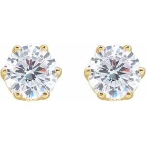 14K Yellow Gold 5.75 mm  Imitation White Cubic Zirconia Stud Earrings