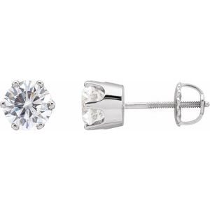 14K White Gold 6.5 mm  Imitation White Cubic Zirconia Single Stud Earring