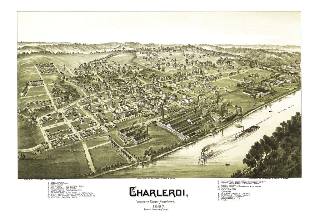 Vintage Map of Charleroi, Pennsylvania 1897