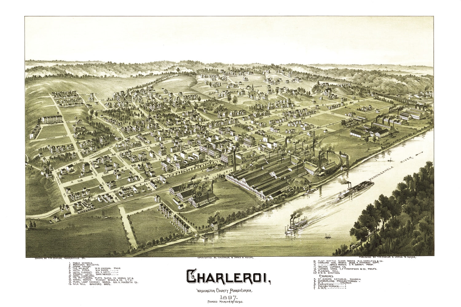 Vintage Map of Charleroi, Pennsylvania 1897