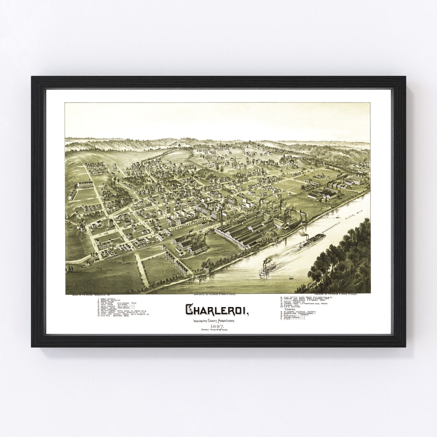 Vintage Map of Charleroi, Pennsylvania 1897