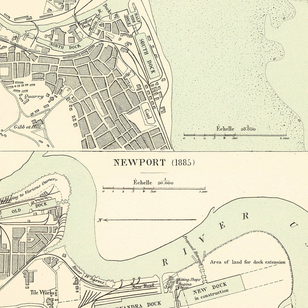Vintage Map of Swansea, Wales 1885