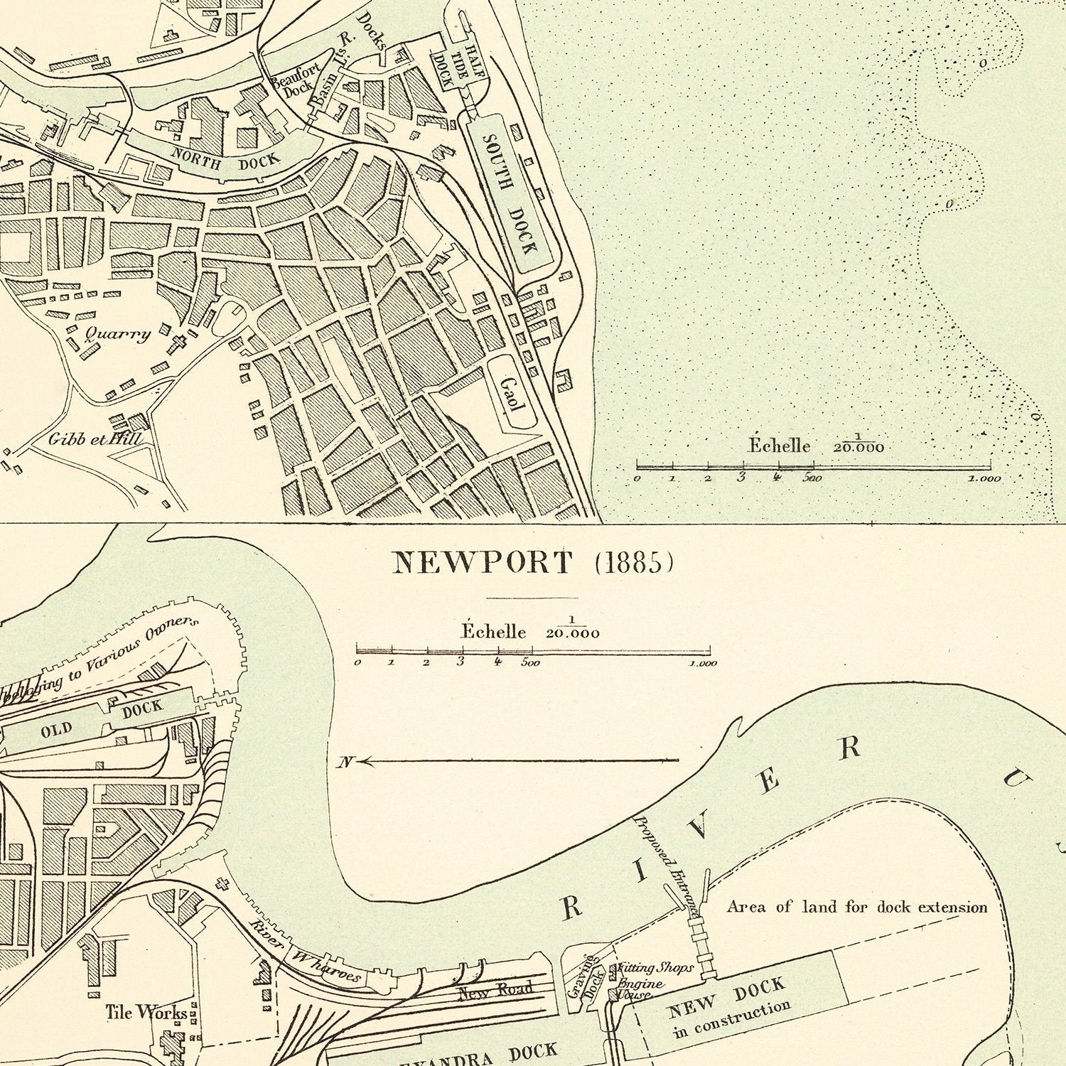Vintage Map of Swansea, Wales 1885