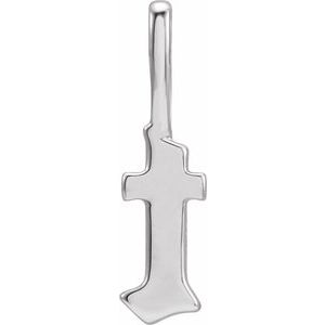 14K White Gold Gothic Initial T Charm/Pendant