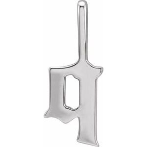 14K White Gold Gothic Initial Q Charm/Pendant