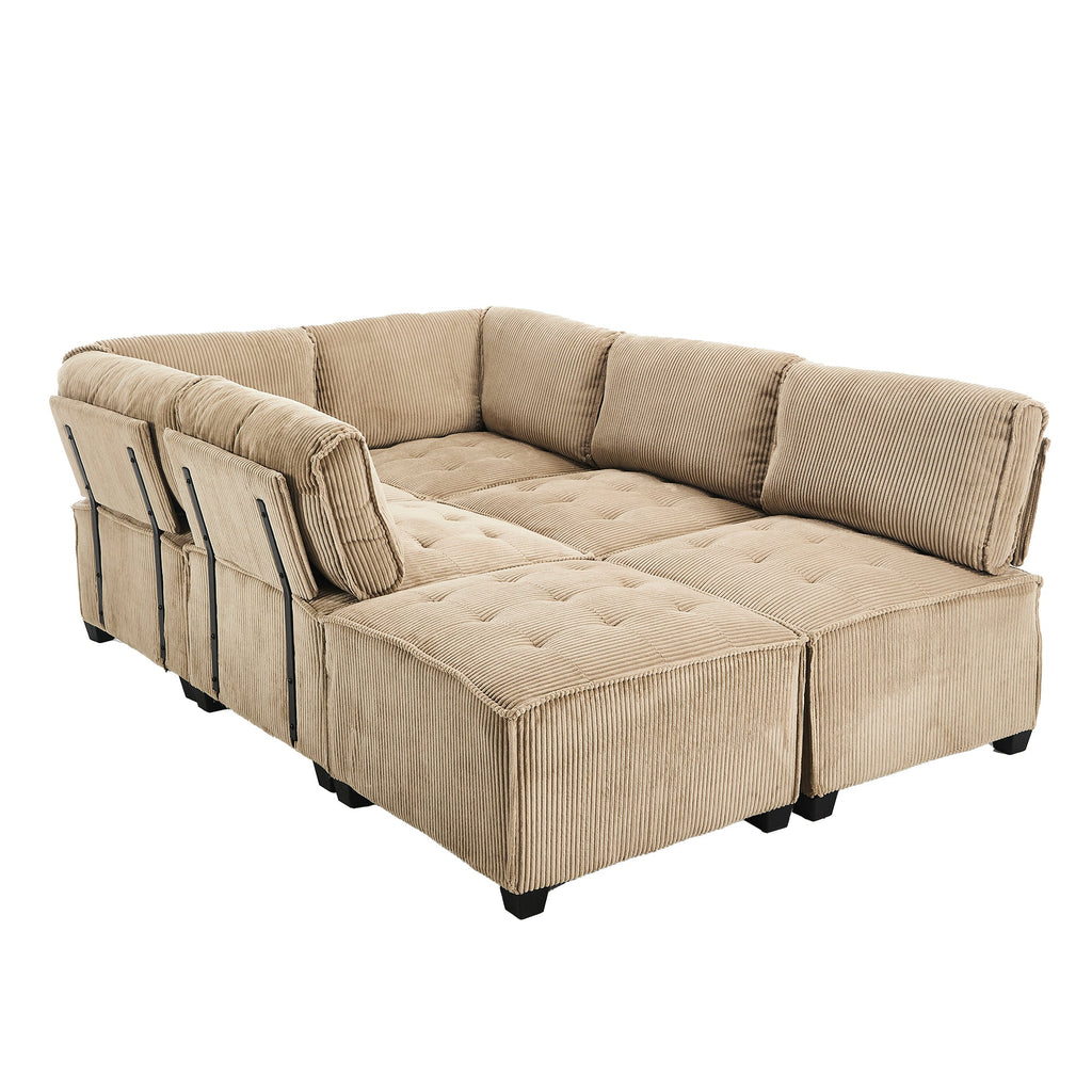 UNITED WE WIN Modular Sectional Sofa U Shaped Modular Couch with Reversible Chaise Modular Sofa Sectional Couch,6- Seat Convertible Sofa,Fit for Living Room