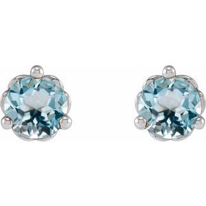 Sterling Silver 5 mm Natural Sky Blue Topaz Earrings – image 2