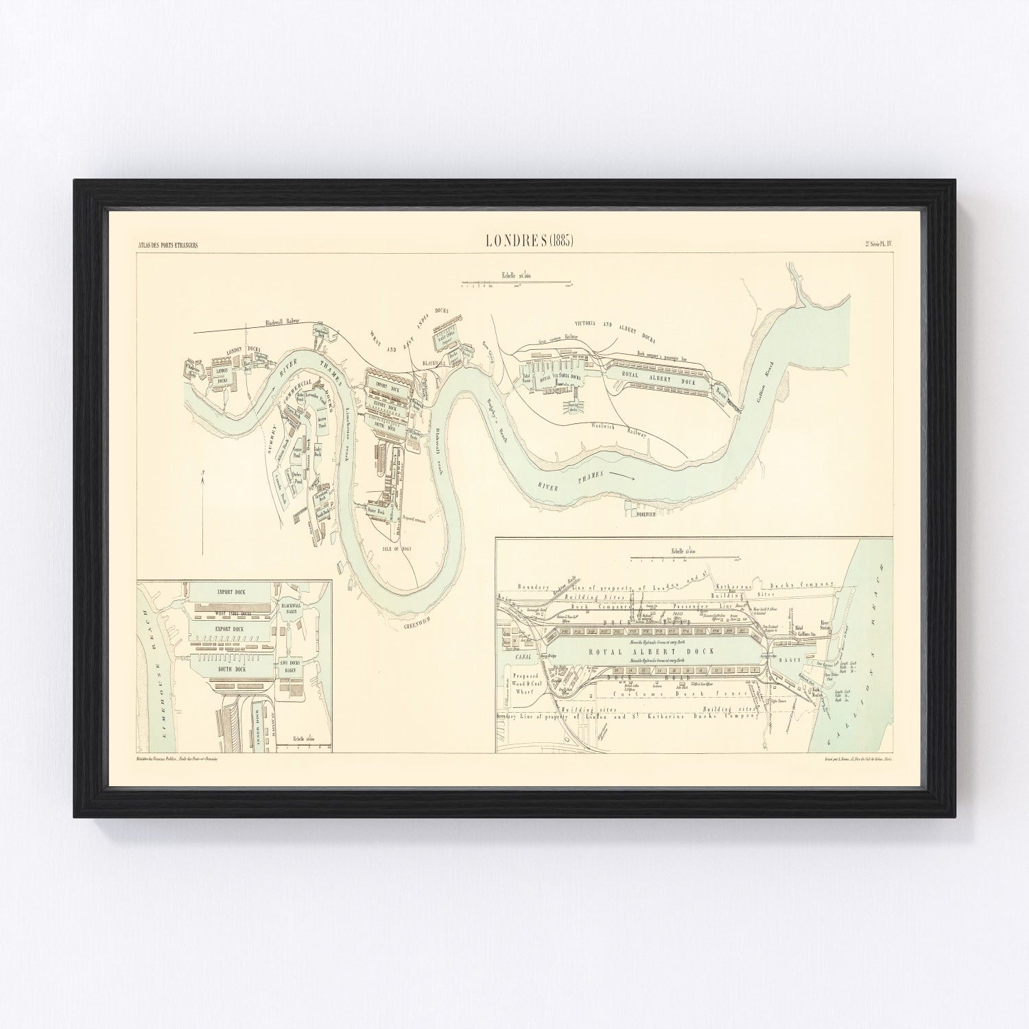 Vintage Map of London, England 1885