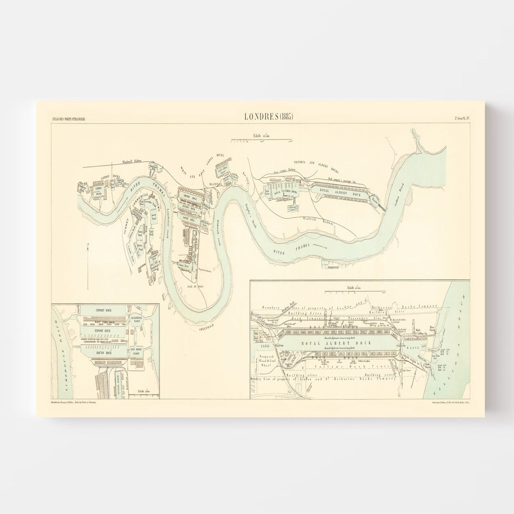 Vintage Map of London, England 1885