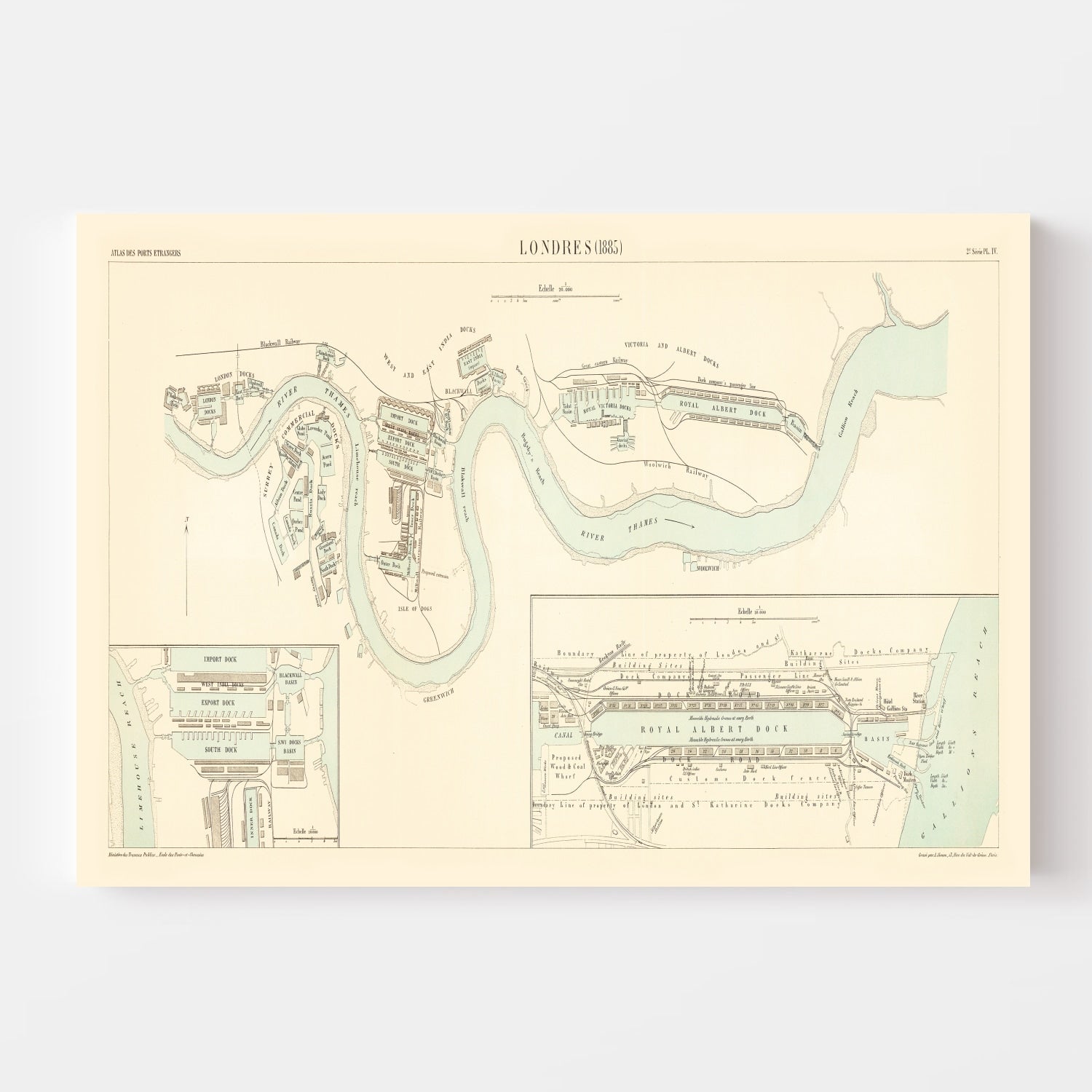 Vintage Map of London, England 1885