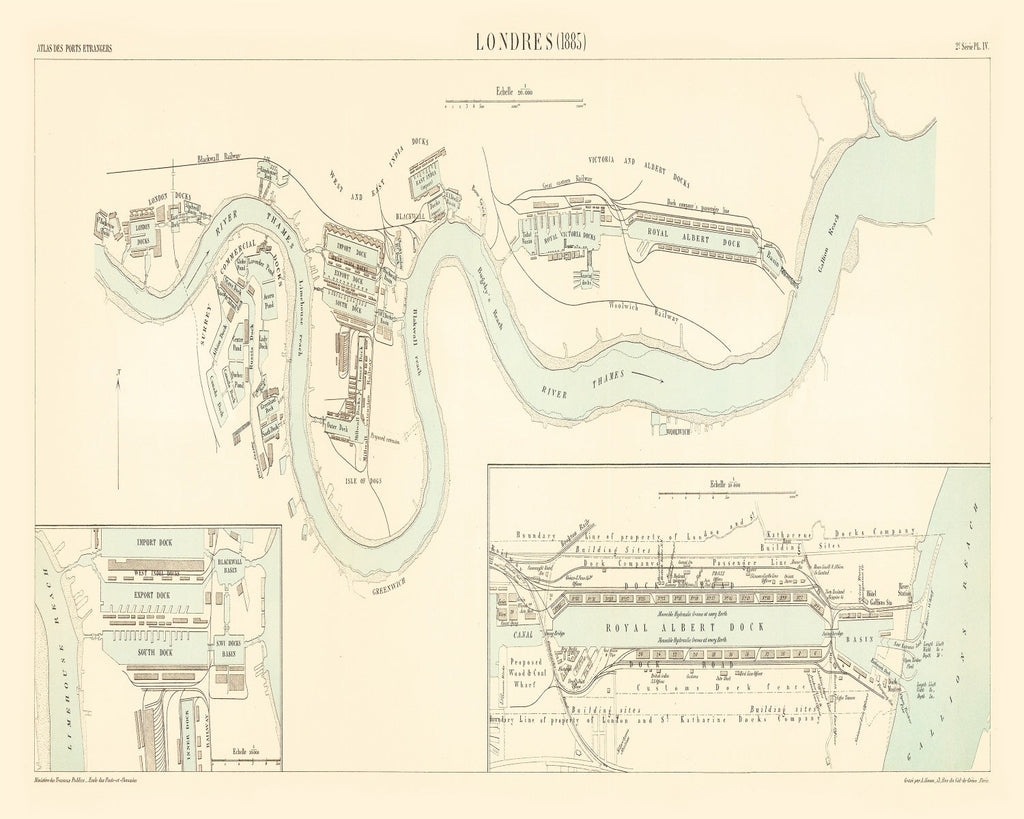 Vintage Map of London, England 1885