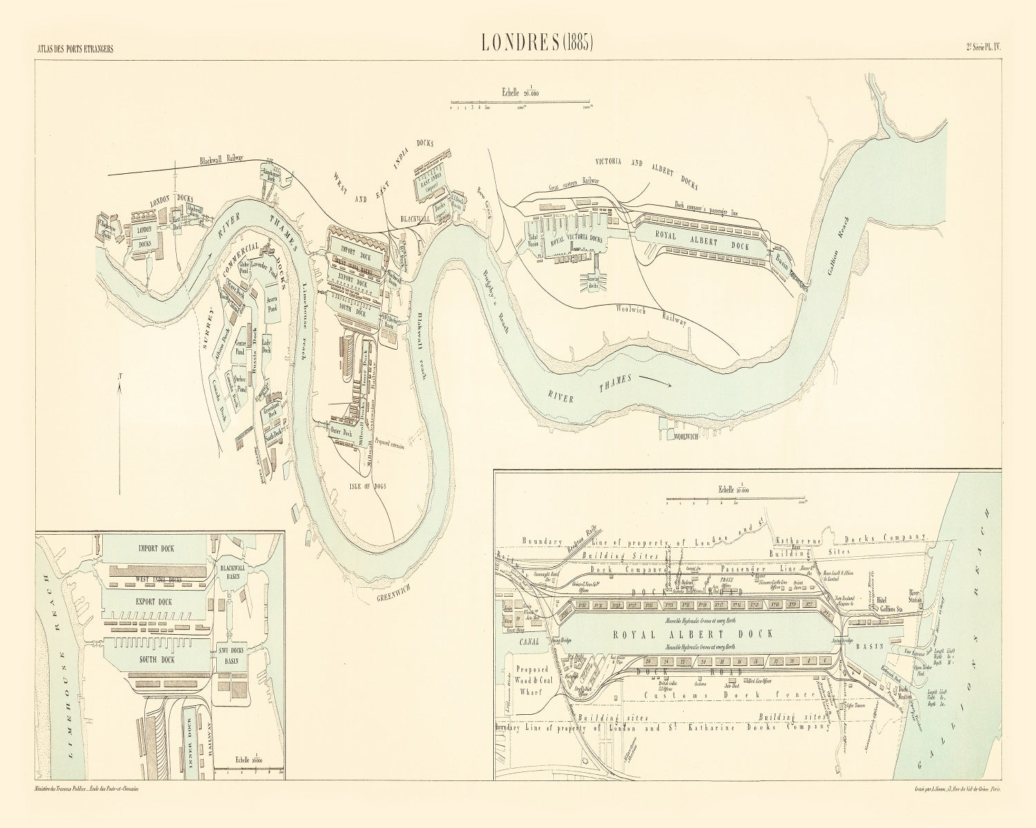 Vintage Map of London, England 1885