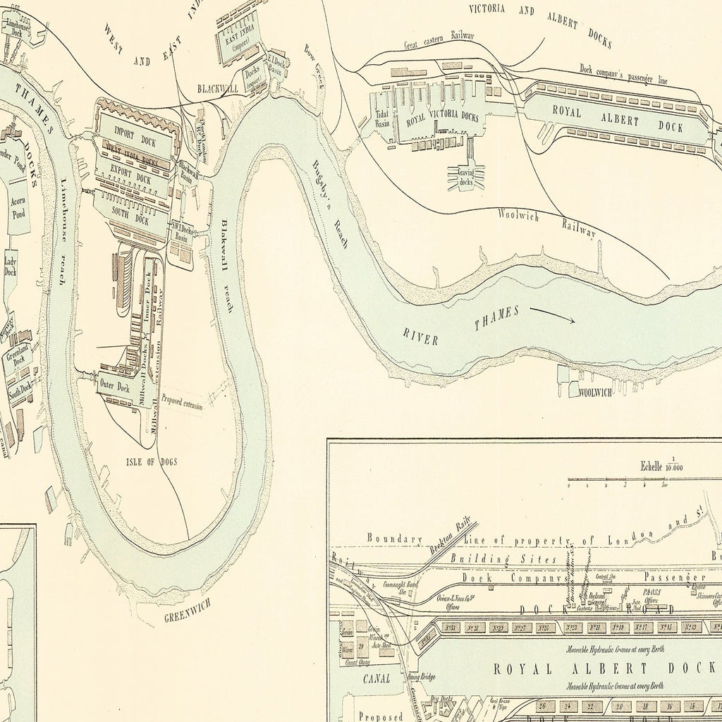 Vintage Map of London, England 1885