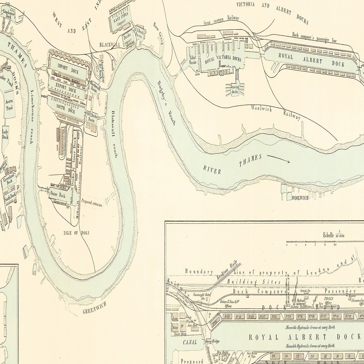 Vintage Map of London, England 1885