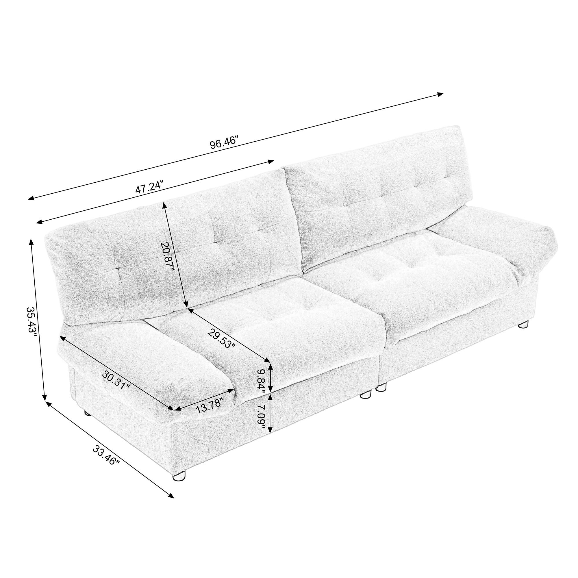[VIDEO provided][New] Cloud Style Sofa, Teddy Velvet Fabric, Comfy Padded Cloud Couch for Living Room, Apartment
