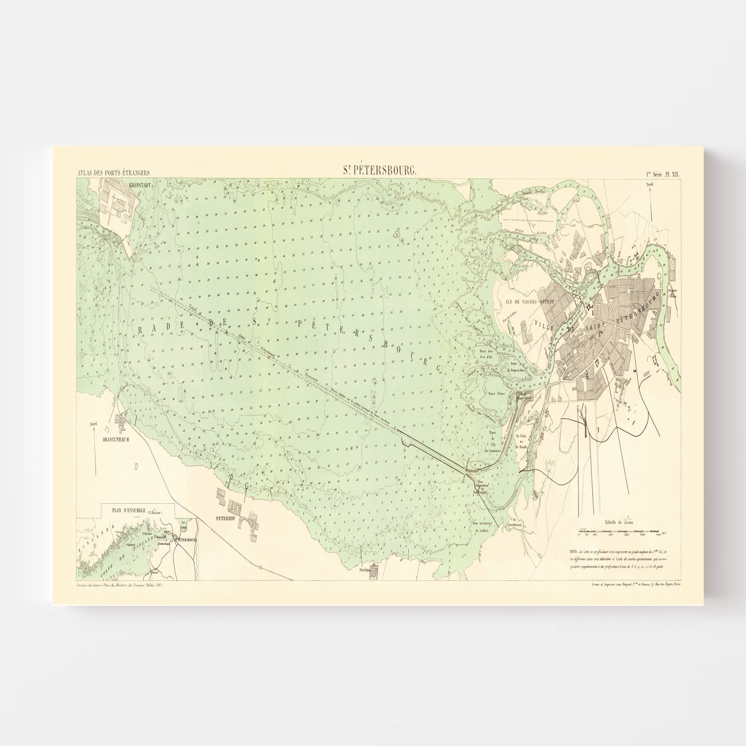 Vintage Map of Saint Petersburg, Russia 1884