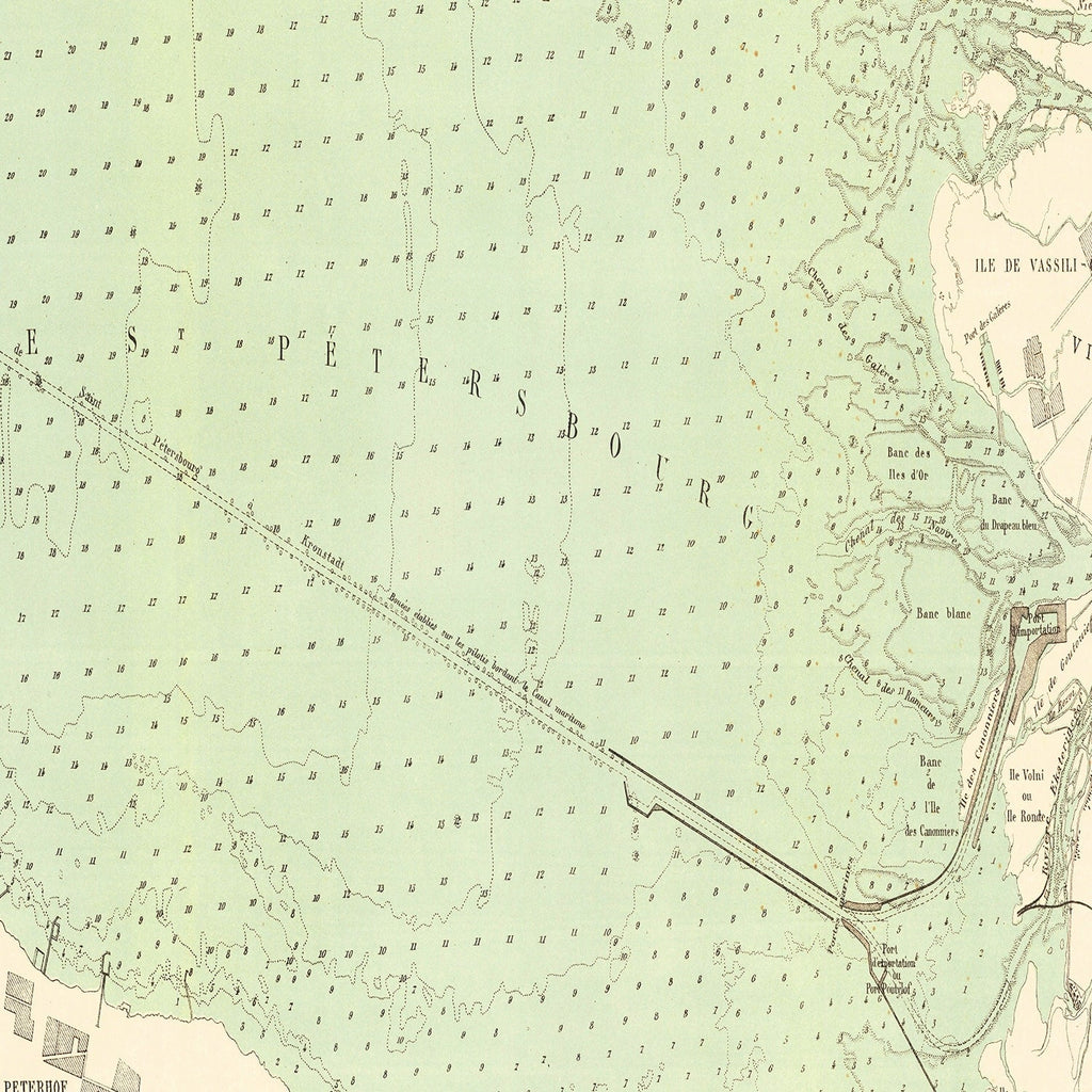 Vintage Map of Saint Petersburg, Russia 1884