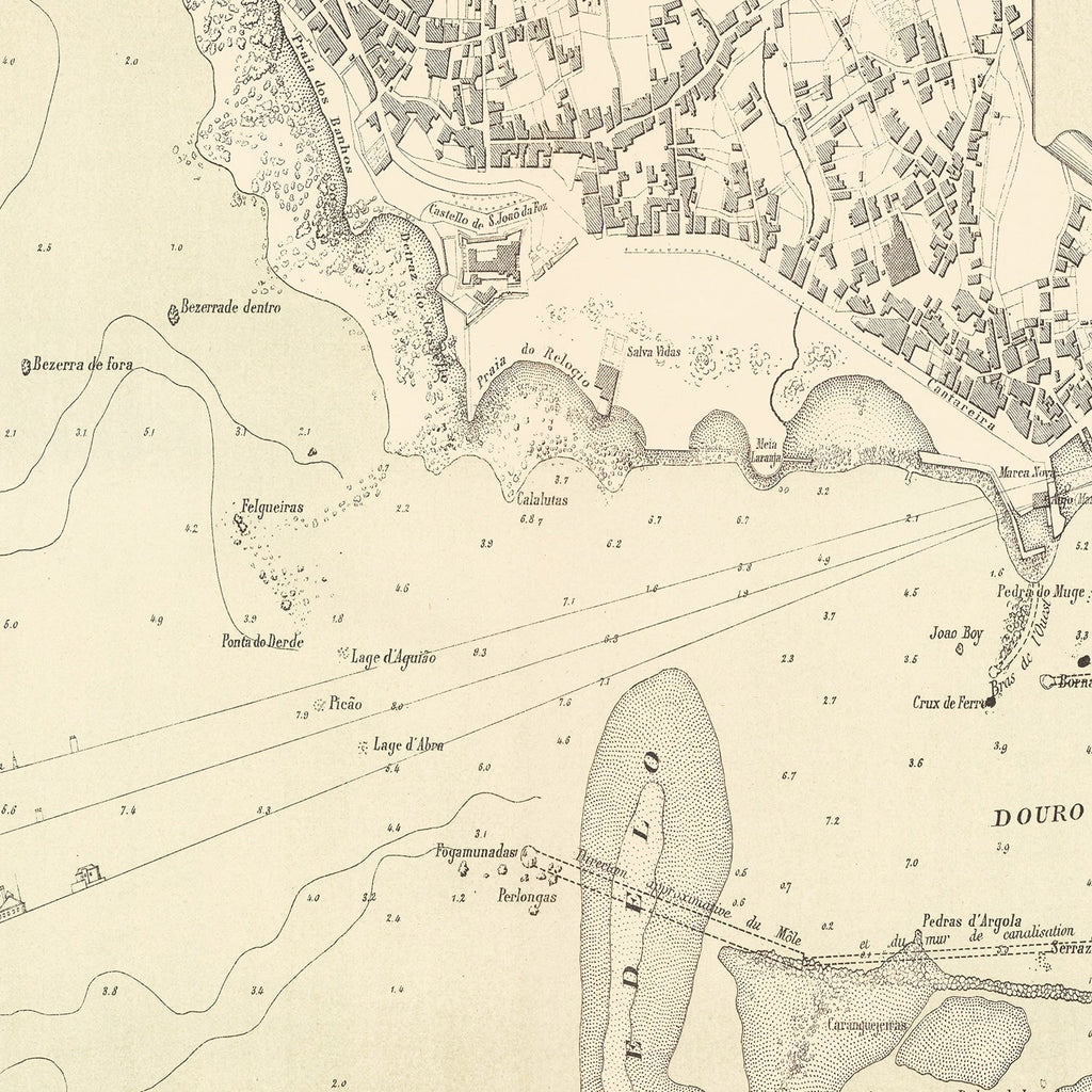 Vintage Map of Porto, Portugal 1884