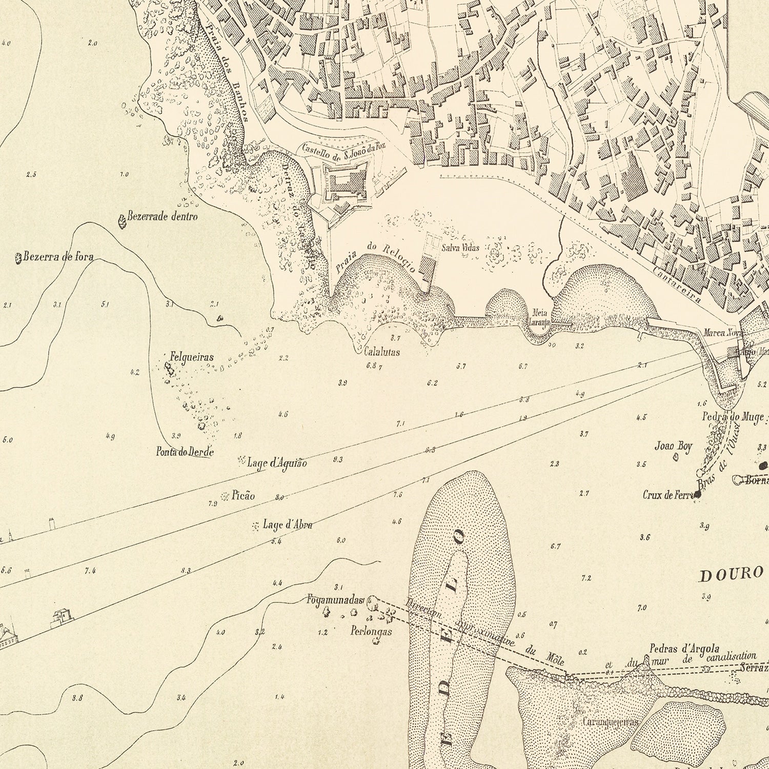 Vintage Map of Porto, Portugal 1884