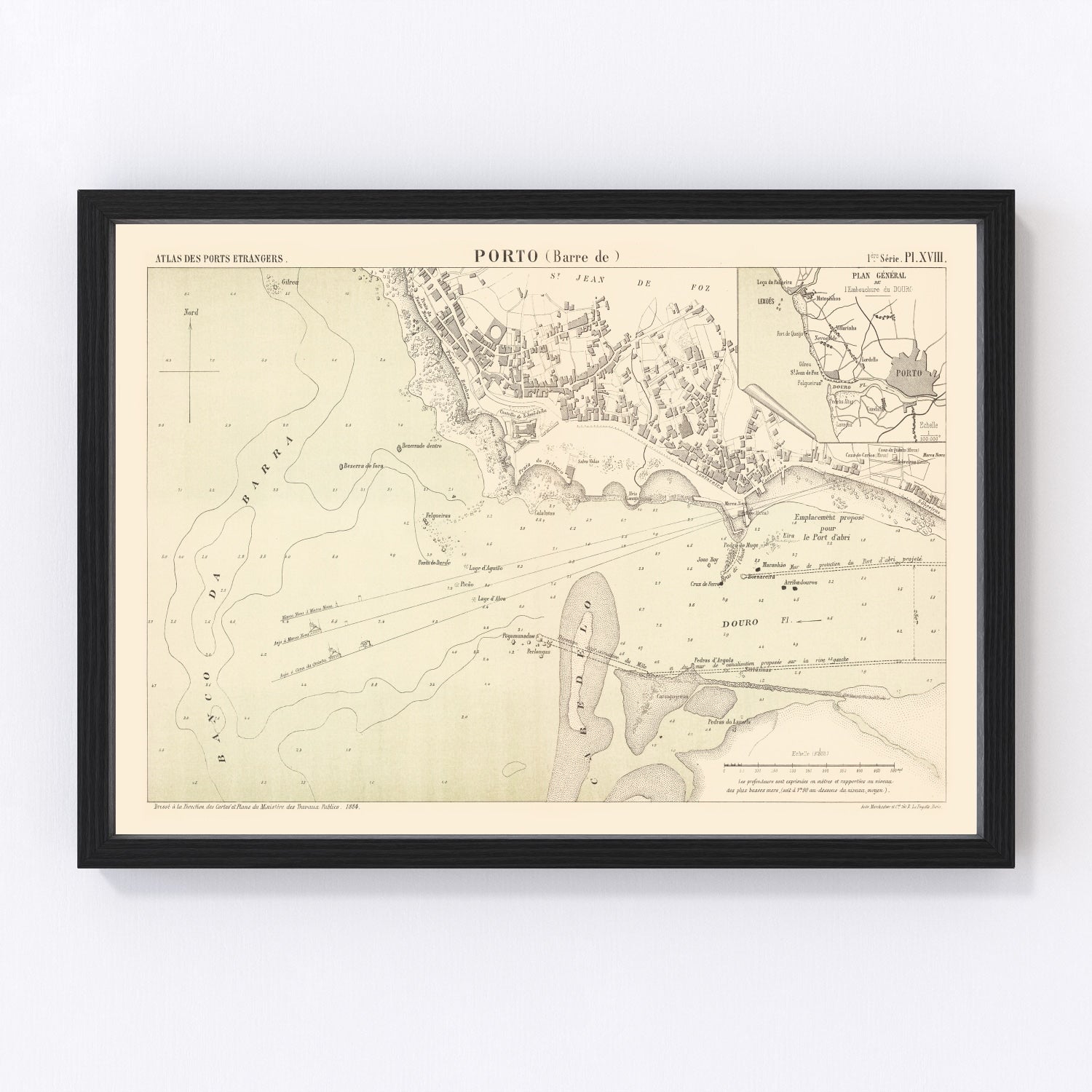 Vintage Map of Porto, Portugal 1884