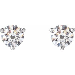 14K White Gold 5.2 mm Imitation White Cubic Zirconia Stud Earrings – image 2