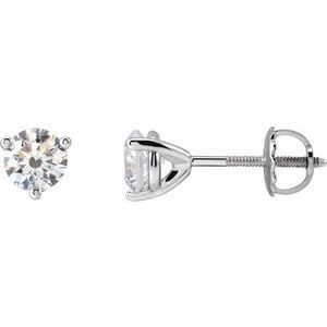 14K White Gold 5.2 mm Imitation White Cubic Zirconia Stud Earrings