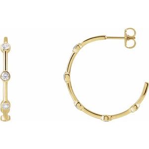 14K Yellow Gold 5/8 CTW Natural Diamond Bezel-Set Hoop Earrings