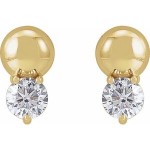 14K Yellow Gold 1/3 CTW Natural Diamond Bead Earrings – image 2