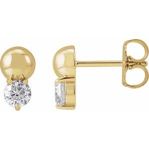 14K Yellow Gold 1/3 CTW Natural Diamond Bead Earrings