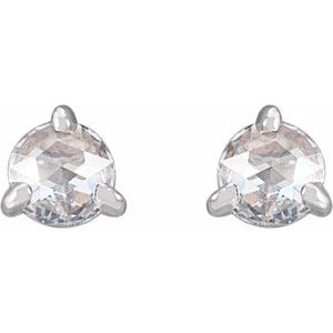 Platinum 1/5 CTW Rose-Cut Natural Diamond Stud Earrings – image 2