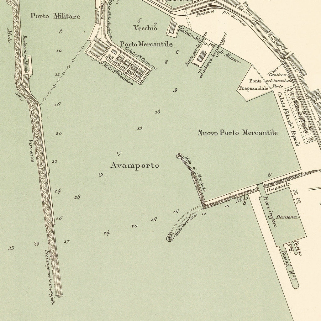 Vintage Map of Naples, Italy 1889