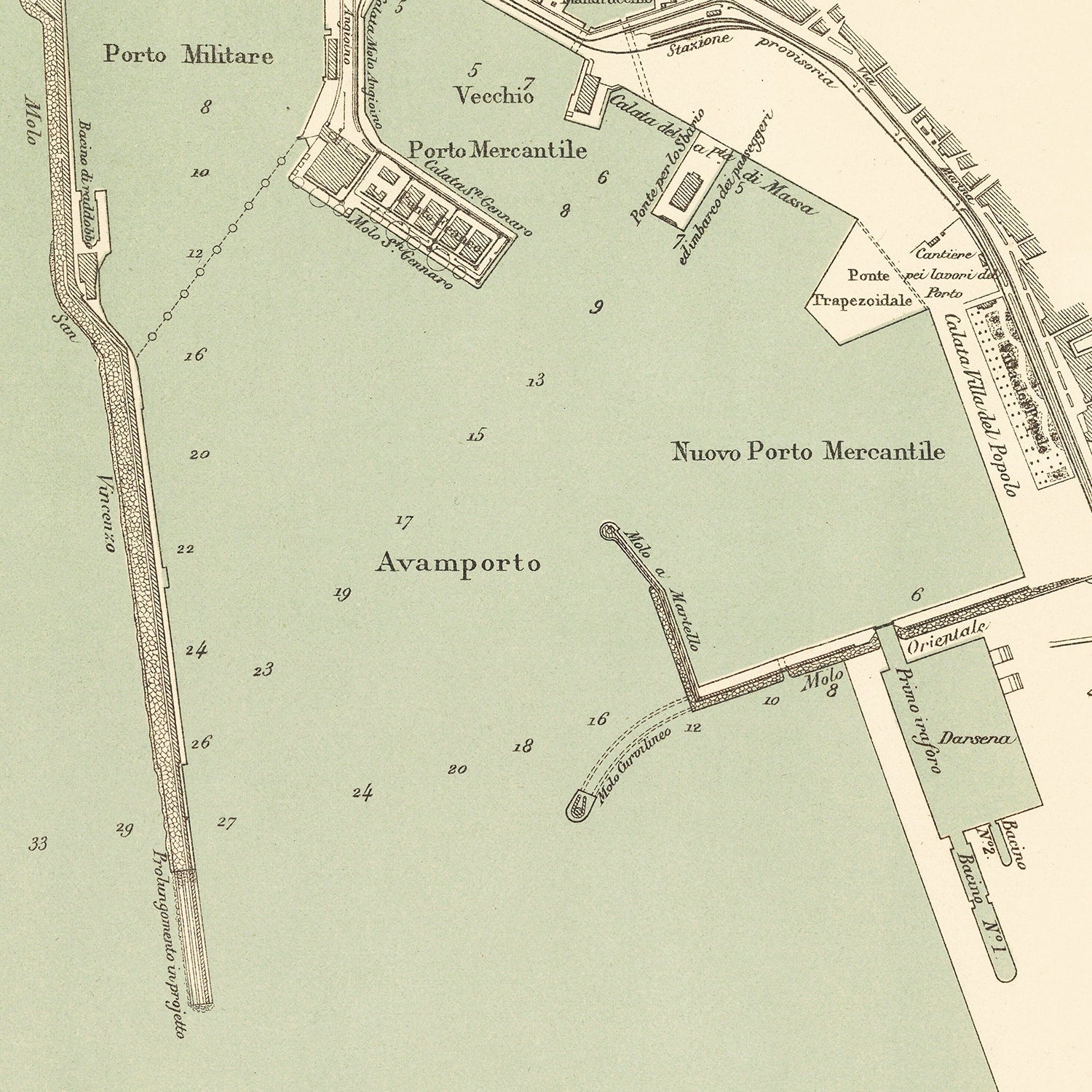Vintage Map of Naples, Italy 1889