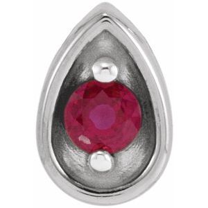 Platinum 2.5 mm Natural Ruby Teardrop Slide Pendant