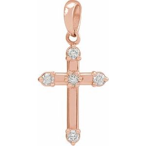 14K Rose Gold .07 CTW Natural Diamond Cross Pendant