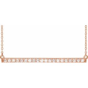 14K Rose Gold 1/2 CTW Natural Diamond Bar 16-18" Necklace