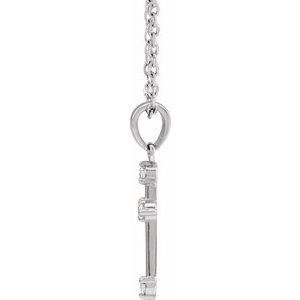 14K White Gold .07 CTW Natural Diamond Cross 16-18" Necklace