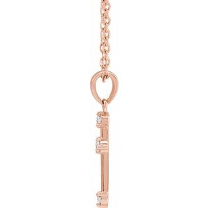 14K Rose Gold .07 CTW Natural Diamond Cross 16-18" Necklace